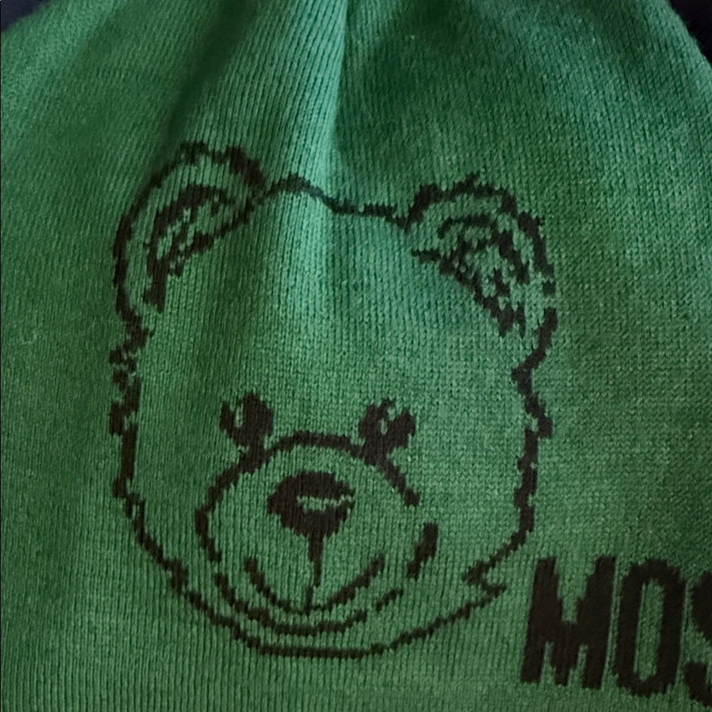 Moschino Vibrant Green Bear Beanie